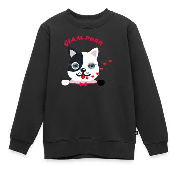 Cat- glampurr - Sweat Premium enfant bio - noir - Devant - AI Model Kid Female (0cm)