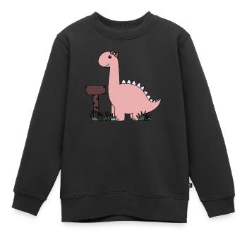 Dino - Kinder Premium Organic Sweatshirt - Schwarz - Vorne - AI Model Kid Female (0cm)