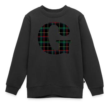 Monogramme g tartan écossais - Sweat Premium enfant bio - noir - Devant - AI Model Kid Female (0cm)
