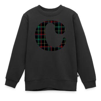 Monogramme c tartan écossais - Sweat Premium enfant bio - noir - Devant - AI Model Kid Female (0cm)
