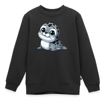 Baby seal - Kids Premium Organic Sweatshirt - black - Front - AI Model Kid Female (0cm)
