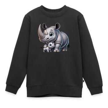 Rhinoceros mother with child - Kids Premium Organic Sweatshirt - black - Front - AI Model Kid Female (0cm)