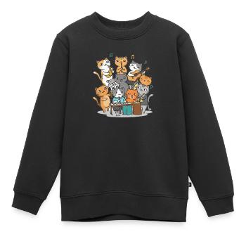 Glückliche Katzen beim Musizieren - Kinder Premium Organic Sweatshirt - Schwarz - Vorne - AI Model Kid Female (0cm)