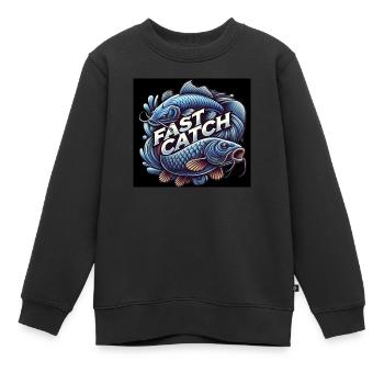 Fast Catch - Kinder Premium Organic Sweatshirt - Schwarz - Vorne - AI Model Kid Female (0cm)