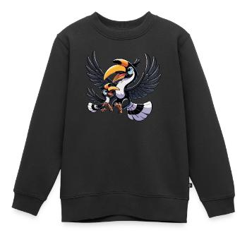 Hornbill mother and child - Kids Premium Organic Sweatshirt - black - Front - AI Model Kid Female (0cm)