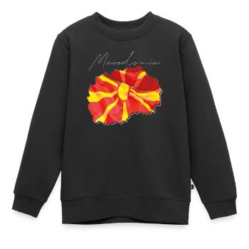 Drapeau de la Macédoine en Macédoine Carte FR - Sweat Premium enfant bio - noir - Devant - AI Model Kid Female (0cm)
