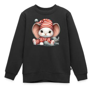 Lapin en tenue rayée et oreilles d’éléphant - Sweat Premium enfant bio - noir - Devant - AI Model Kid Female (0cm)