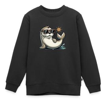seehund sonnenbrille - Kinder Premium Organic Sweatshirt - Schwarz - Vorne - AI Model Kid Female (0cm)