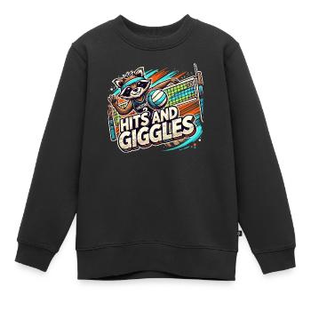 Hits and Giggles Volleyball Player Women Raccoon - Kids Premium Organic Sweatshirt - black - Front - AI Model Kid Female (0cm)