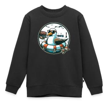 Möwe im Rettungsring - Kinder Premium Organic Sweatshirt - Schwarz - Vorne - AI Model Kid Female (0cm)