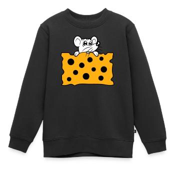 La souris mange d’énormes trous faim de fromage manger délicieux - Sweat Premium enfant bio - noir - Devant - AI Model Kid Female (0cm)