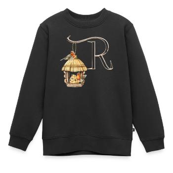 ROBIN - Kids Premium Organic Sweatshirt - black - Front - AI Model Kid Female (0cm)
