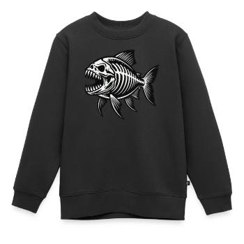 Squelette Piranha - Sweat Premium enfant bio - noir - Devant - AI Model Kid Female (0cm)