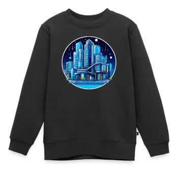 Ciel nocturne de la ville - Sweat Premium enfant bio - noir - Devant - AI Model Kid Female (0cm)