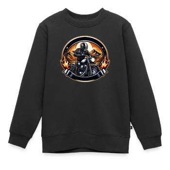 Logo de moto - Sweat Premium enfant bio - noir - Devant - AI Model Kid Female (0cm)