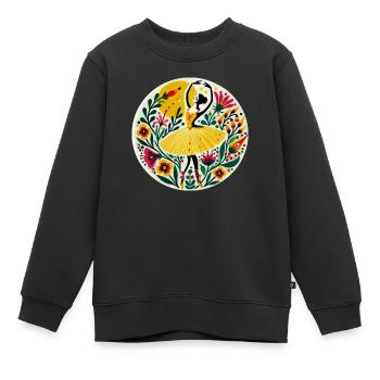 Ballerine jaune - Sweat Premium enfant bio - noir - Devant - AI Model Kid Female (0cm)