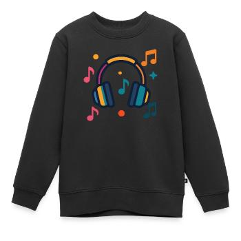 Kopfhörer und Notizen - Kinder Premium Organic Sweatshirt - Schwarz - Vorne - AI Model Kid Female (0cm)