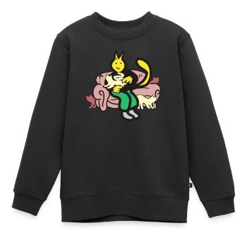 Katzen person - Kinder Premium Organic Sweatshirt - Schwarz - Vorne - AI Model Kid Female (0cm)