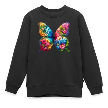 Bunter Schmetterling, von der Natur inspirierte Sommerstimmungen - Kinder Premium Organic Sweatshirt - Schwarz - Vorne - AI Model Kid Female (0cm)