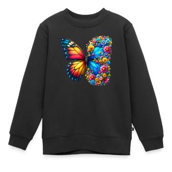 Bunter Schmetterling, von der Natur inspirierte Sommerstimmungen - Kinder Premium Organic Sweatshirt - Schwarz - Vorne - AI Model Kid Female (0cm)