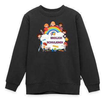 Endlich Schulkind! - Kinder Premium Organic Sweatshirt - Schwarz - Vorne - AI Model Kid Female (0cm)
