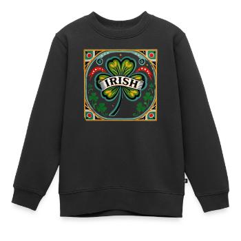 Irlandais rétro - Sweat Premium enfant bio - noir - Devant - AI Model Kid Female (0cm)