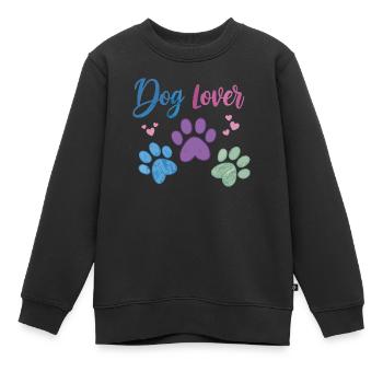 Amoureux des chiens - patte de chien - Sweat Premium enfant bio - noir - Devant - AI Model Kid Female (0cm)