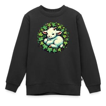 Chèvre avec lierre botanique Nature Design - Sweat Premium enfant bio - noir - Devant - AI Model Kid Female (0cm)