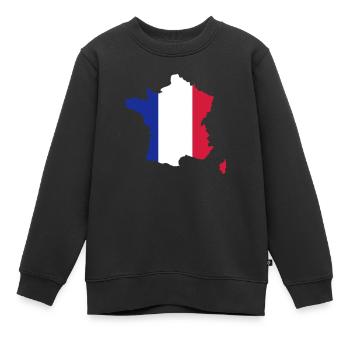 France - Sweat Premium enfant bio - noir - Devant - AI Model Kid Female (0cm)
