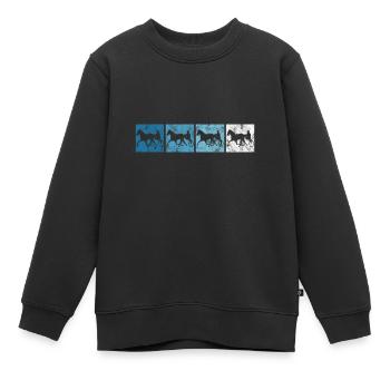 Trotteur trotter dans un style rétro ou vintage - Sweat Premium enfant bio - noir - Devant - AI Model Kid Female (0cm)
