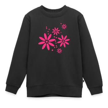 Blume, Frühling, Sommer, Schmetterling, Ranke - Kinder Premium Organic Sweatshirt - Schwarz - Vorne - AI Model Kid Female (0cm)