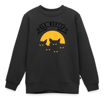 the pack - Kids Premium Organic Sweatshirt - black - Front - AI Model Kid Female (0cm)