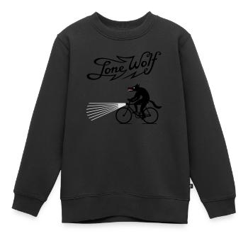 Lone Wolf sur le vélo - Sweat Premium enfant bio - noir - Devant - AI Model Kid Female (0cm)