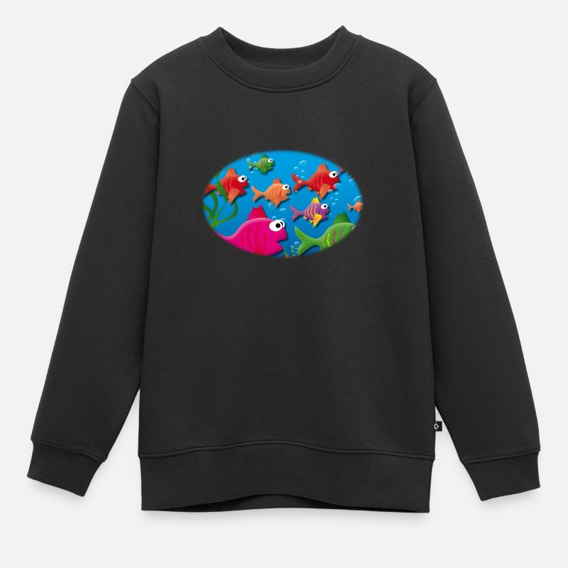 Fische - Kinder Premium Organic Sweatshirt - Schwarz