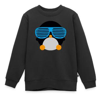 Pinguin Brille - Kinder Premium Organic Sweatshirt - Schwarz - Vorne - AI Model Kid Female (0cm)