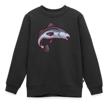 Poissons symbole de prospérité - Sweat Premium enfant bio - noir - Devant - AI Model Kid Female (0cm)