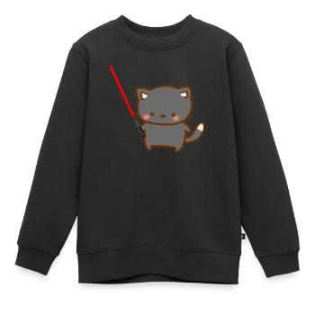 Süße Katze mit einem roten Lichtschwertern - Kinder Premium Organic Sweatshirt - Schwarz - Vorne - AI Model Kid Female (0cm)