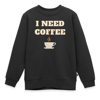 ich brauche Kaffee - Kinder Premium Organic Sweatshirt - Schwarz - Vorne - AI Model Kid Female (0cm)