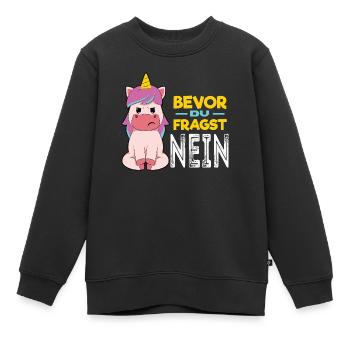 Avant de demander Licorne - Sweat Premium enfant bio - noir - Devant - AI Model Kid Female (0cm)