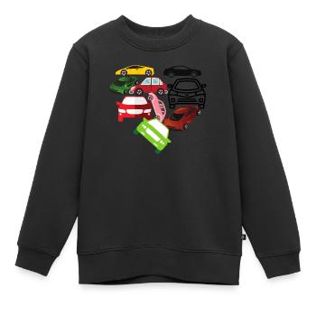 J’adore les voitures - Sweat Premium enfant bio - noir - Devant - AI Model Kid Female (0cm)