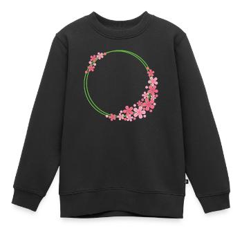 Blumen Rahmen Rund - Kinder Premium Organic Sweatshirt - Schwarz - Vorne - AI Model Kid Female (0cm)