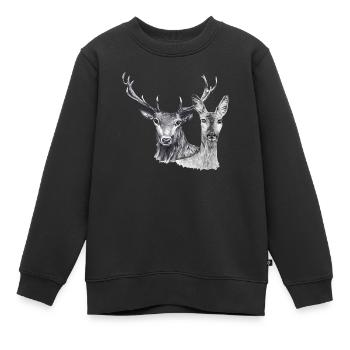 Hirsch und Reh - Kinder Premium Organic Sweatshirt - Schwarz - Vorne - AI Model Kid Female (0cm)