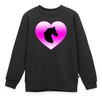 Cheval - Sweat Premium enfant bio - noir - Devant - AI Model Kid Female (0cm)