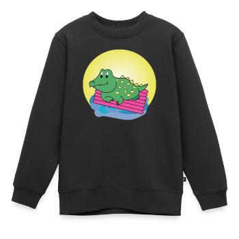 Kai Crocodile - Cadeau - Idée cadeau - Sweat Premium enfant bio - noir - Devant - AI Model Kid Female (0cm)