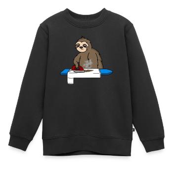 Le paresseux repasse très lentement - Sweat Premium enfant bio - noir - Devant - AI Model Kid Female (0cm)