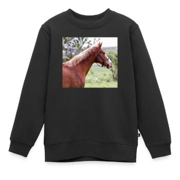 Cheval. Cheval. - Sweat Premium enfant bio - noir - Devant - AI Model Kid Female (0cm)
