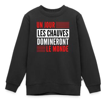 Un jour les chauves domineront le monde - Sweat Premium enfant bio - noir - Devant - AI Model Kid Female (0cm)