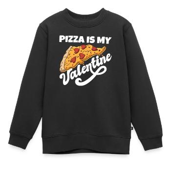 Pizza Is My Valentine Anti Valentine's Day Single - Kinder Premium Organic Sweatshirt - Schwarz - Vorne - AI Model Kid Female (0cm)