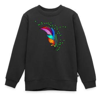 Feder - Kinder Premium Organic Sweatshirt - Schwarz - Vorne - AI Model Kid Female (0cm)