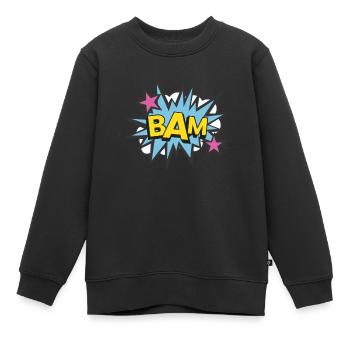 Bam! Motif cool adapté aux enfants et aux adultes! - Sweat Premium enfant bio - noir - Devant - AI Model Kid Female (0cm)